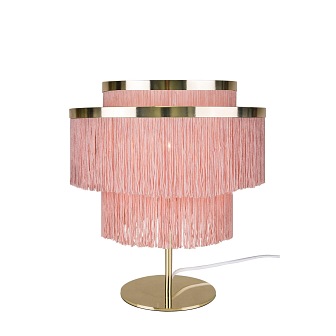 Elegancka lampa stołowa Frans frędzle różowa